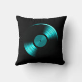 ティール(緑がかった色)のレトロのレコードのアルバム クッション (裏面)