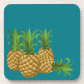 ティール（緑がかった色）のレトロのヴィンテージのパイナップル コースター (正面)