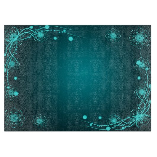 ティール(緑がかった色)のロマンチックな青い空想のインスピレーション カッティングボード (正面)