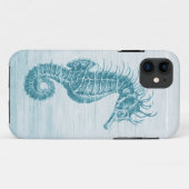 ティール(緑がかった色)のヴィンテージのタツノオトシゴのiphone 5の場合 Case-Mate iPhoneケース (裏面(横))