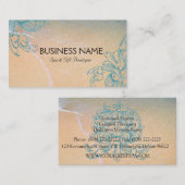 ティール(緑がかった色)のヴィンテージのレトロの海の貝スクロールビーチ 名刺 (正面/裏面)