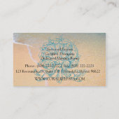 ティール(緑がかった色)のヴィンテージのレトロの海の貝スクロールビーチ 名刺 (裏面)