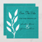 ティール(緑がかった色)のヴィンテージの背景の保存日付の招待 セーブザデート (正面/裏面)