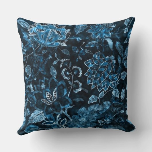 ティール（緑がかった色）のヴィンテージの花のきらめくの装飾用クッション クッション (裏面)