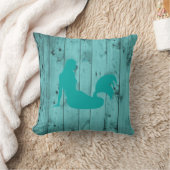 ティール（緑がかった色）の人魚のターコイズのビーチの流木の素朴な木 クッション (ブランケット)