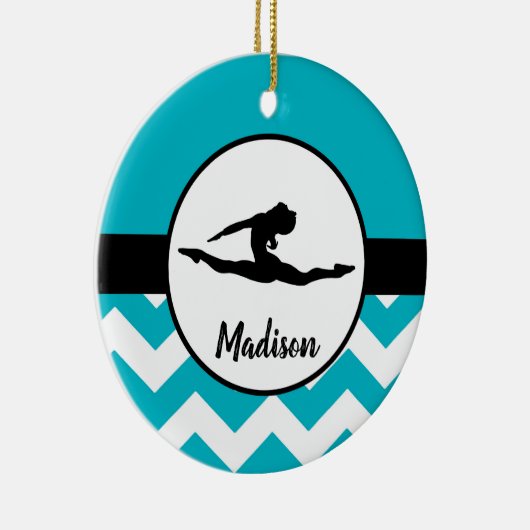 ティール(緑がかった色)の体操のオーナメント セラミックオーナメント (右)