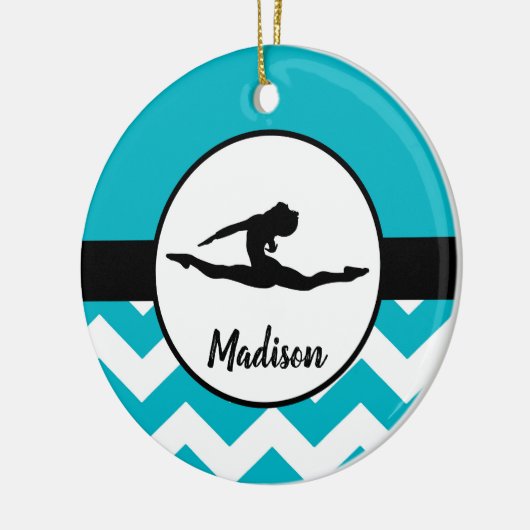 ティール(緑がかった色)の体操のオーナメント セラミックオーナメント (左)