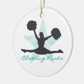 ティール(緑がかった色)の元気づける石のTシャツおよびギフト セラミックオーナメント (左)