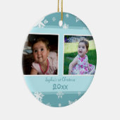 ティール（緑がかった色）の写真のベビーの第1クリスマスのオーナメント セラミックオーナメント (右)