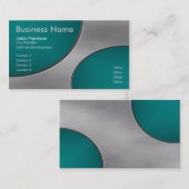 ティール(緑がかった色)の切り出しが付いている金属は名刺を一周します 名刺 (正面/裏面)