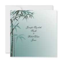 ティール（緑がかった色）の勾配の自然なタケ結婚式招待状