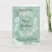 ティール（緑がかった色）の孫娘と彼女の夫メリークリスマス カード (正面)