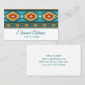 ティール(緑がかった色)の幾何学的なパターン 名刺 (正面/裏面)