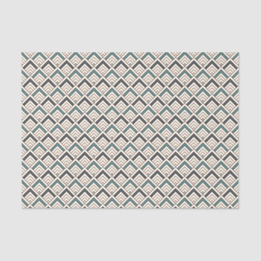 ティール（緑がかった色）の幾何学的なパターン 薄葉紙 (正面)