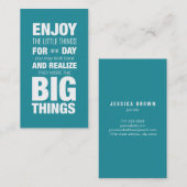 ティール(緑がかった色)の引用文の感動的でカスタムな名刺 名刺 (正面/裏面)