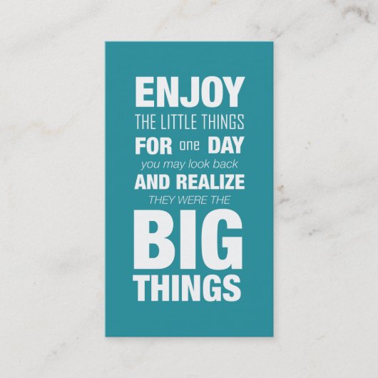 ティール(緑がかった色)の引用文の感動的でカスタムな名刺 名刺 (正面)