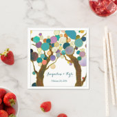 ティール(緑がかった色)の影に愛の木結婚 スタンダードカクテルナプキン (インサイチュ)