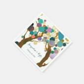 ティール(緑がかった色)の影に愛の木結婚 スタンダードカクテルナプキン (角)