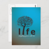 ティール(緑がかった色)の感動的な生命木の引用文 ポストカード (正面/裏面)