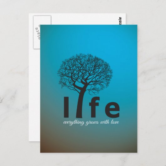 ティール(緑がかった色)の感動的な生命木の引用文 ポストカード (正面/裏面)