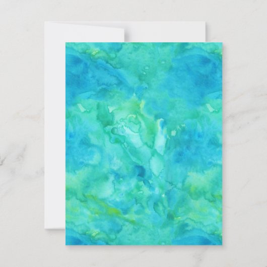 ティール(緑がかった色)の披露宴緑の水彩画の生命の樹 招待状 (裏面)