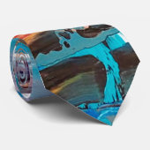 ティール(緑がかった色)の抽象美術のタイ ネクタイ (ロール)