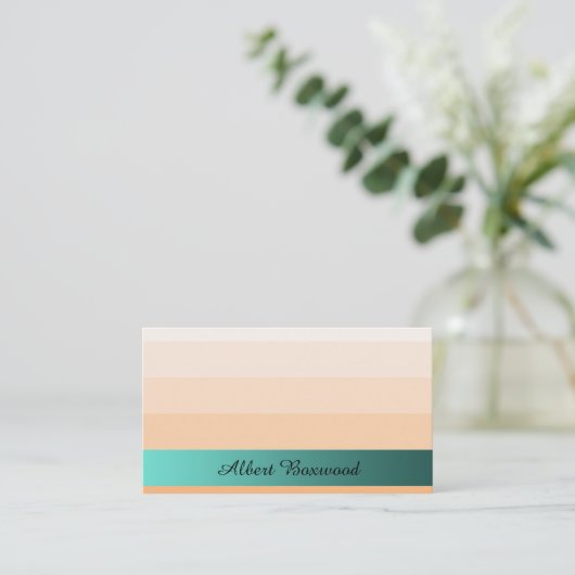 ティール(緑がかった色)の旗のカスタムの文字が付いている勾配のモモ 名刺 (スタンド正面)