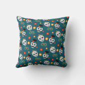 ティール（緑がかった色）の日の死んだ砂糖スカル名結婚 クッション (裏面)