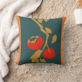 ティール(緑がかった色)の日本のな柿 クッション (ブランケット)