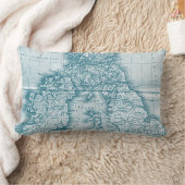ティール(緑がかった色)の旧世界の旧式な地図の装飾用クッション ランバークッション (ブランケット)