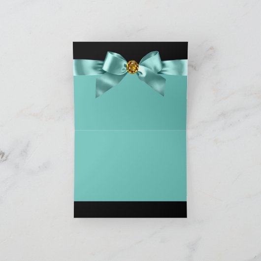 ティール（緑がかった色）の暗藍色の金ゴールドは感謝していしています サンキューカード (内部)