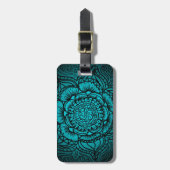 ティール(緑がかった色)の曼荼羅の荷物のラベル ラゲッジタグ (正面縦)