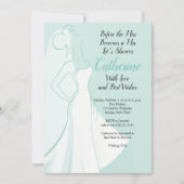 ティール(緑がかった色)の服のブライダルシャワーの招待状 招待状 (正面)