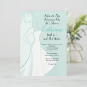 ティール(緑がかった色)の服のブライダルシャワーの招待状 招待状 (スタンド正面)