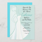 ティール（緑がかった色）の服のブライダルシャワーの招待状 招待状 (正面/裏面)