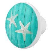 ティール（緑がかった色）の木及びヒトデはエレガントでシックな熱帯を浜に引き上げます セラミックノブ (右)