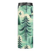 ティール（緑がかった色）の森と鳥のパターン タンブラー (裏面)