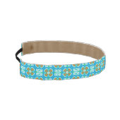 ティール（緑がかった色）の民族パターン アスレチックヘッドバンド (左)