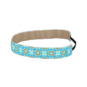 ティール（緑がかった色）の民族パターン アスレチックヘッドバンド (右)