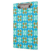 ティール（緑がかった色）の民族パターン クリップボード (左)