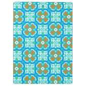 ティール（緑がかった色）の民族パターン クリップボード (裏面)