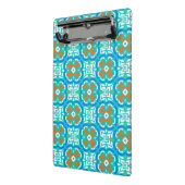 ティール（緑がかった色）の民族パターン ミニクリップボード (アングル2)