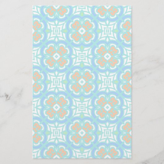 ティール(緑がかった色)の民族パターン 便箋 (正面)