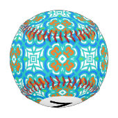 ティール(緑がかった色)の民族パターン 野球ボール (裏面)