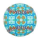 ティール(緑がかった色)の民族パターン 野球ボール (正面)