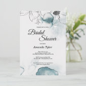 ティール(緑がかった色)の水の色のスケッチブライダルシャワー招待 招待状 (スタンド正面)