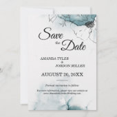 ティール（緑がかった色）の水の色のスケッチ結婚式の日付を保存 セーブザデート (正面)