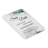 ティール(緑がかった色)の水の色のスケッチ結婚式の日付を保存 マグネット (右側)