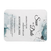 ティール(緑がかった色)の水の色のスケッチ結婚式の日付を保存 マグネット (横)