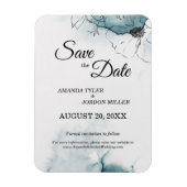 ティール(緑がかった色)の水の色のスケッチ結婚式の日付を保存 マグネット (縦)